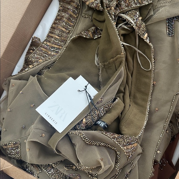 ZARA EMBROIDERED BEADED TULLE DRESS (missing some beaded) - Picture 14 of 15